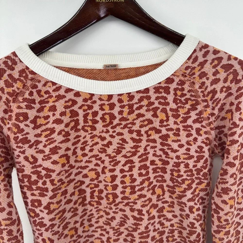 Free‎ People Bohemian Leopard Print Thermal Long Sleeve Top  Small Y2K Indie